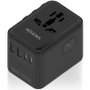 Aisens Adaptador de Viaje Universal GaN con 2xUSB-C y 2xUSB-A Negro